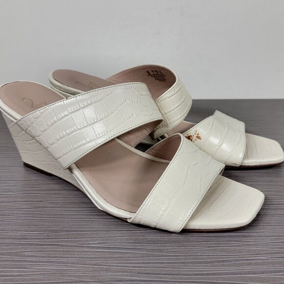 Naturalizer 27 Edit Venice Sandal, Ivory Croco Print Leather, Size 8 M / 38 - Picture 3 of 13